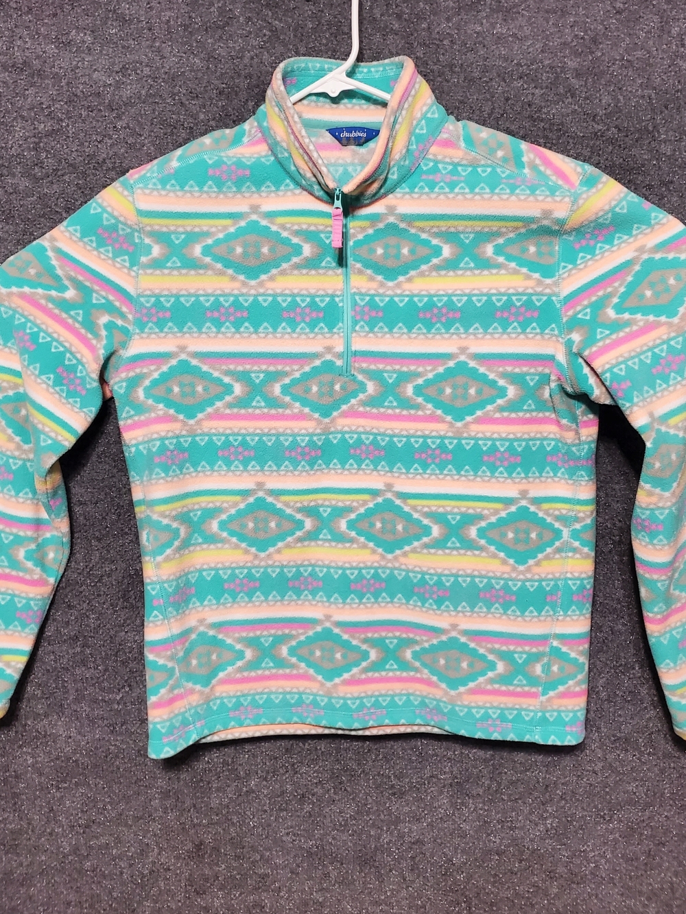 Chubbies 1/4 Zip Sweater Mens Small Teal Aztec Tribal Outdoor Preppy Y2K Casual